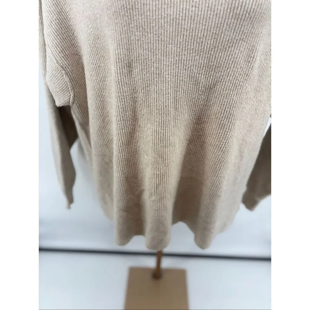 Free People Softly Structured Turtleneck Sweater Size L Oatmeal